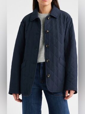 Bernardo Diamond Quilted Jacket in Navy